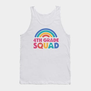 Cute School Teacher 4th Grade Squad with Retro Rainbow and Hearts Tank Top